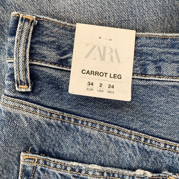 Zara High-Waist Carrot Leg Cropped Jeans - Picture 2 of 14